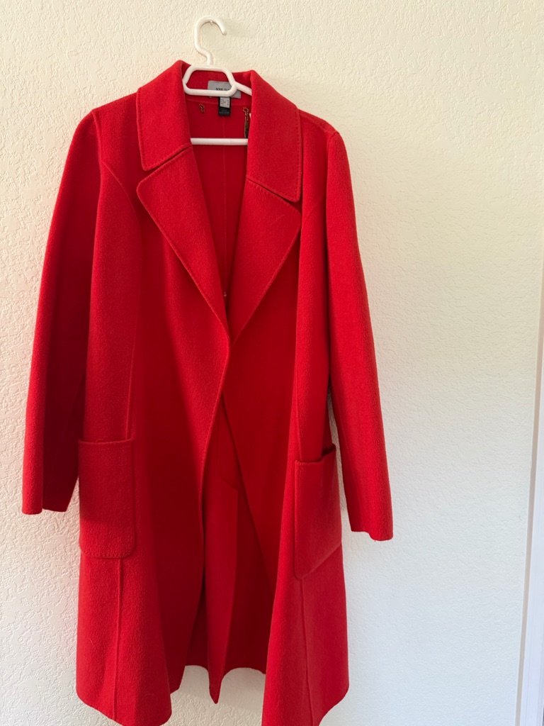 Mango Mng Suit Red Wool Coat Size M Tailored Special Occasion 90% Wool